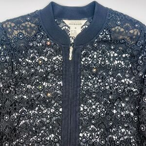 Exclusively Misook Applique Full Zip Jacket Women's Medium Rhinestones Evening